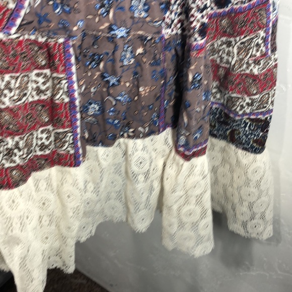 Umgee boho paisley & floral & lace dress size large - Picture 6 of 12